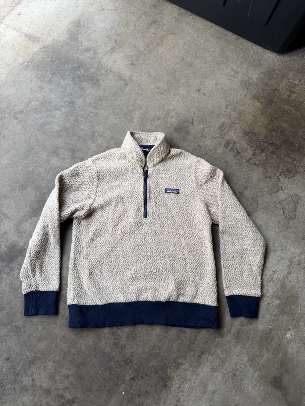 Patagonia Woolyester Fleece Pullover 1/4 Zip Wool Blend Oatmeal Men's Small